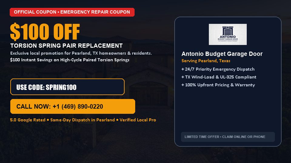 Antonio Budget Garage Door $100 OFF Dual Torsion Spring Replacement